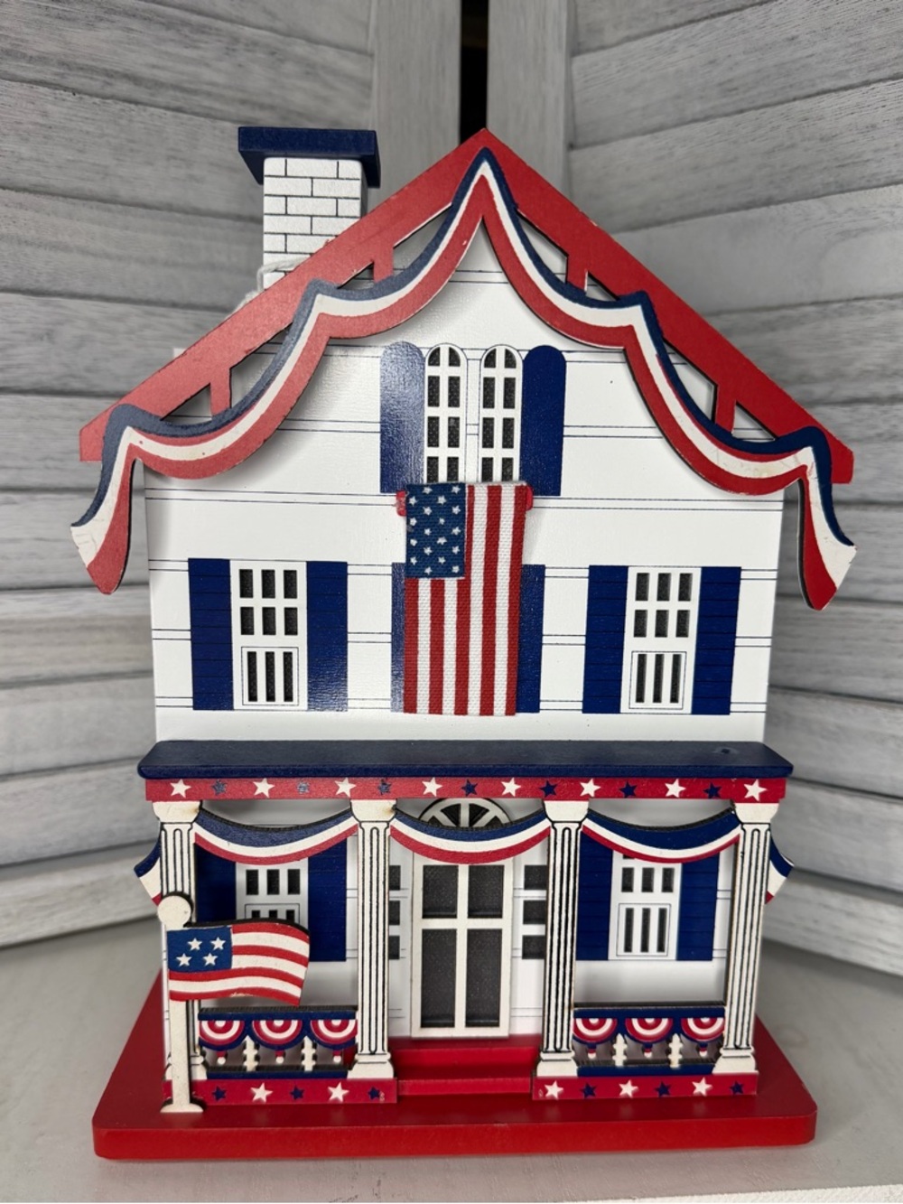 Martha Stewart Red, White & Blue Patriotic Wooden House Decoration